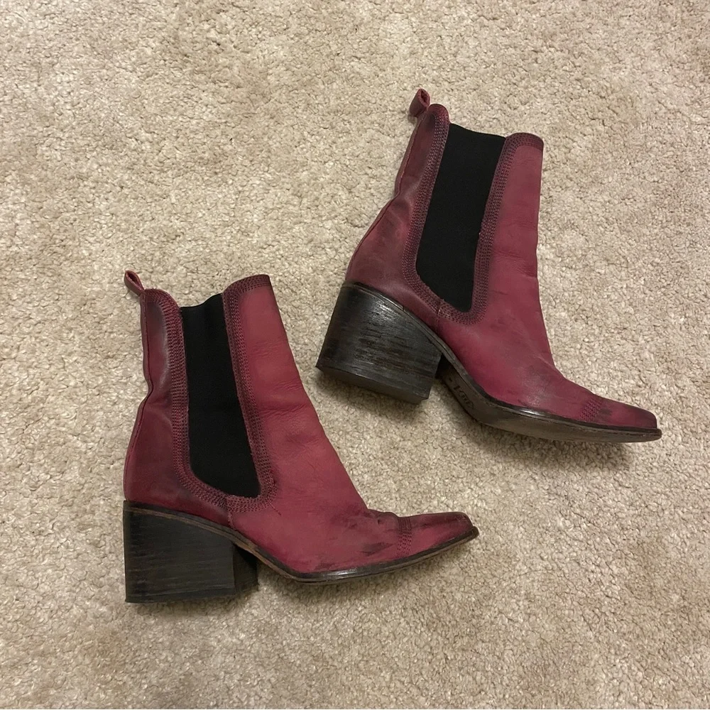 Free people Chelsea Red Ankle Boots size 38 - Picture 2 of 7